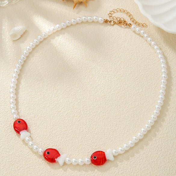 Women's Resin Beaded Heart Shape Electroplated Necklace Accessories Highend Cute Sweet Elegant Loving Niche Clavicle Chain