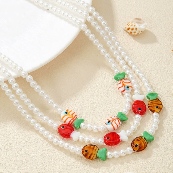 Women's Resin Beaded Heart Shape Electroplated Necklace Accessories Highend Cute Sweet Elegant Loving Niche Clavicle Chain