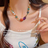 Women's Resin Beaded Necklace With Star Shape And Polishing Treatment
