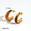 Women's Resin Jewelry Set With Geometric Bracelet Ring And Amber Colored Earrings Electroplated Ins Style Accessories