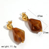 Women's Resin Jewelry Set With Geometric Bracelet Ring And Amber Colored Earrings Electroplated Ins Style Accessories