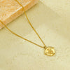 Women's Retro Abstract Art Coin Pendant Stainless Steel Goldplated Necklace