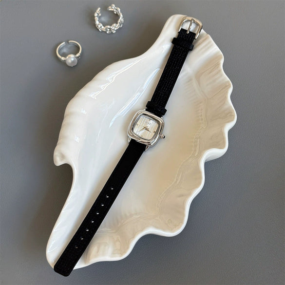 Women's Retro Alloy Case Stainless Steel Buckle Square Watch