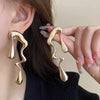 Women's Retro Alloy Geometric Drop Earrings With Irregular Ushaped Design And Electroplated Finish