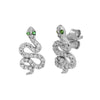 Women's Retro Animal Snake Earrings With Silver Needle Copper Electroplated Full Rhinestone Inlay Exaggerated Statement Design