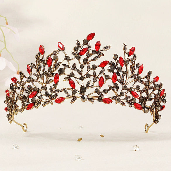 Women's Retro Baroque Alloy Crown Hair Accessory With Diamond Detailing For Bridal Weddings And Formal Dinner Parties
