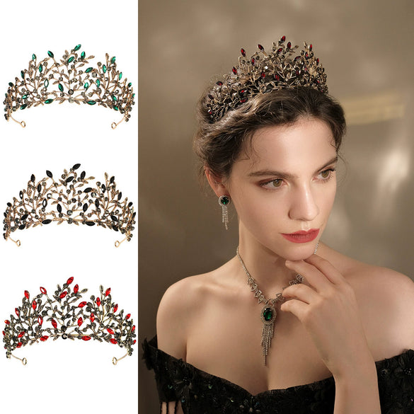 Women's Retro Baroque Alloy Crown Hair Accessory With Diamond Detailing For Bridal Weddings And Formal Dinner Parties