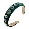 Women's Retro Baroque Cloth Headband With Diamond Embellishment Wide Fashion Hair Accessory For Wholesale