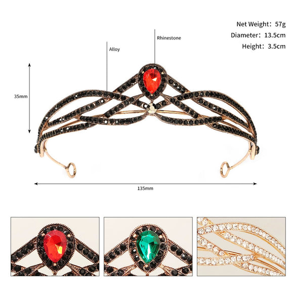 Women’s Retro Baroque Rhinestone Crown Tiara Alloy Headband For Party Dressup And Photography