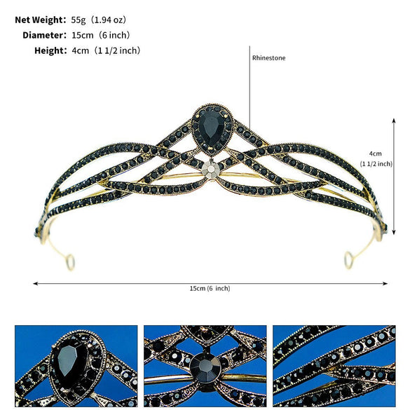 Women’s Retro Baroque Rhinestone Crown Tiara Alloy Headband For Party Dressup And Photography