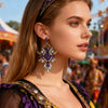 Women's Retro Bohemian Drop Shape Copper Earrings With Rhinestone Inlay And Electroplated Finish Stainless Steel Ear Needles