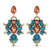 Women's Retro Bohemian Drop Shape Copper Earrings With Rhinestone Inlay And Electroplated Finish Stainless Steel Ear Needles