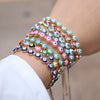 Women's Retro Bohemian Mixed Color Evil Eye Geometric Copper Bracelet With Electroplated Finish Adjustable Fashion Bracelet