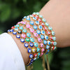 Women's Retro Bohemian Mixed Color Evil Eye Geometric Copper Bracelet With Electroplated Finish Adjustable Fashion Bracelet