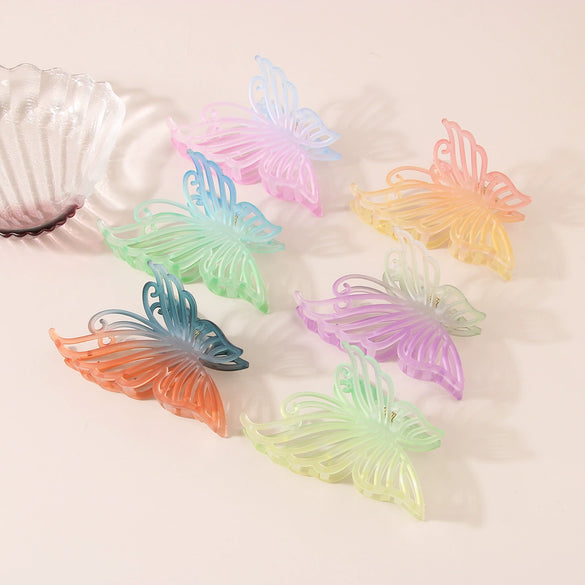 Women's Retro Butterfly Hair Shark Clip With Frosted Gradient Color And Baking Paint Design