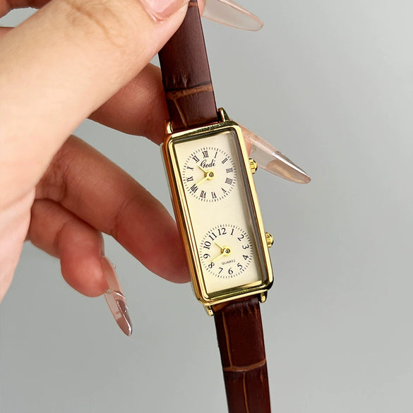 Women's Retro Casual Alloy Case Belt Strap Square Quartz Belt Watch