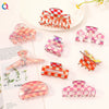 Women's Retro Checkerboard Acetate Shark Clip Hairpin Colorful Plaid Handmade Hair Accessory For Updos