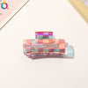 Women's Retro Checkerboard Acetate Shark Clip Hairpin Colorful Plaid Handmade Hair Accessory For Updos
