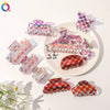 Women's Retro Checkerboard Acetate Shark Clip Hairpin Colorful Plaid Handmade Hair Accessory For Updos