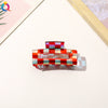 Women's Retro Checkerboard Acetate Shark Clip Hairpin Colorful Plaid Handmade Hair Accessory For Updos
