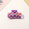 Women's Retro Checkerboard Acetate Shark Clip Hairpin Colorful Plaid Handmade Hair Accessory For Updos