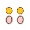 Women's Retro Colorblock Tiedye Oval Resin Stud Earrings Electroplated Alloy Geometric Jewelry With Steel Posts