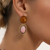Women's Retro Colorblock Tiedye Oval Resin Stud Earrings Electroplated Alloy Geometric Jewelry With Steel Posts