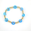 Women's Retro Copper Beaded Bracelet With Glass Devil Eye Geometric Facial Expression Design Electroplated Fashion Jewelry