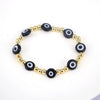 Women's Retro Copper Beaded Bracelet With Glass Devil Eye Geometric Facial Expression Design Electroplated Fashion Jewelry