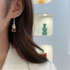 Women's Retro Copper Pixiu Animal Earrings With Micro Inlaid Zircon Minimalist Auspicious Design