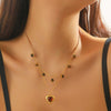 Women's Retro Double Layer Stacked Woolen Clavicle Necklace In Titanium Steel With Sunflower Diamond Leaves Pattern Electroplated For Autumn And Winter