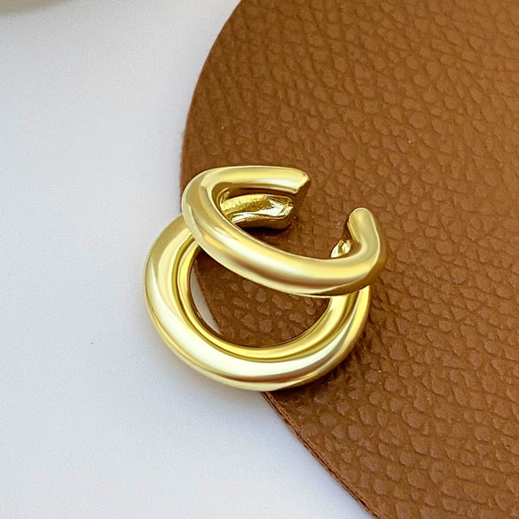 Women's Retro Doublelayer Alloy Nonpierced Ear Clips With Zirconia And Geometric Pattern