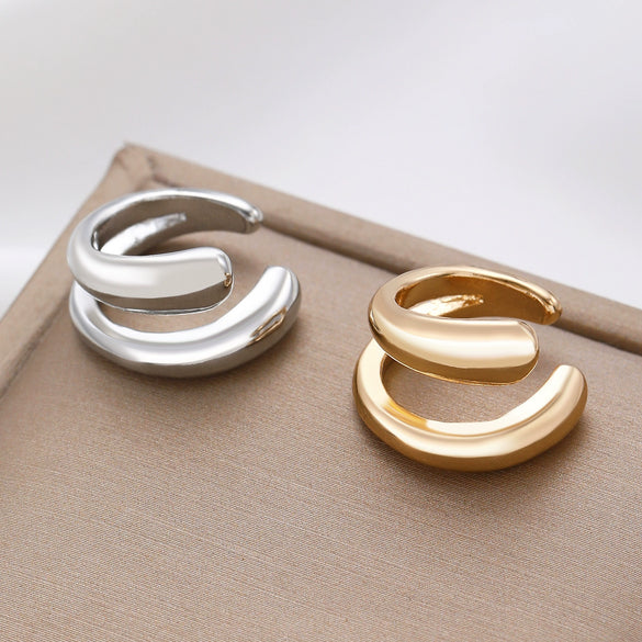 Women's Retro Doublelayer Alloy Nonpierced Ear Clips With Zirconia And Geometric Pattern