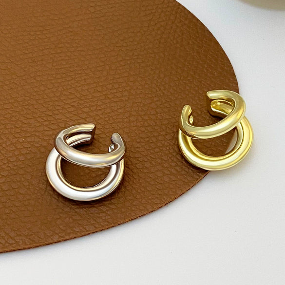Women's Retro Doublelayer Alloy Nonpierced Ear Clips With Zirconia And Geometric Pattern