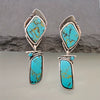 Women's Retro Drop Shape Natural Stone And Green Crystal Earrings Zinc Alloy Enamel Jewelry