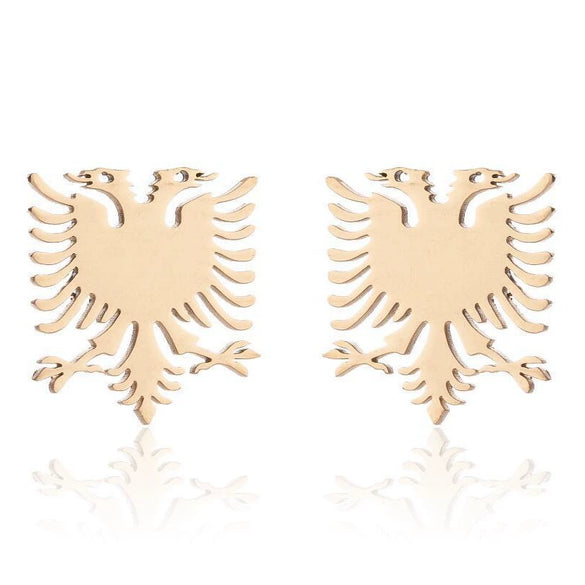 Women's Retro Eagle Pendant Stainless Steel Necklace And Earrings Set With Electroplated Finish And O Chain