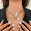 Women's Retro Electroplated Alloy Rose Heart Bow Geometric Multilayer Snake Chain Necklace Set
