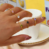 Women's Retro Elegant Jewelry Stainless Steel Round Zircon Braided Adjustable Ring Electroplated Geometric Style
