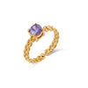 Women's Retro Elegant Jewelry Stainless Steel Round Zircon Braided Adjustable Ring Electroplated Geometric Style
