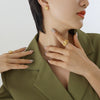Women's Retro Elegant Personality Niche Design Embossed Titanium Steel Ring Earrings Jewelry Set With Electroplating