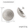 Women's Retro Elegant Round 316L Stainless Steel Gold Plated Earrings With Embossed Diamond And Rhombus Geometric Pattern