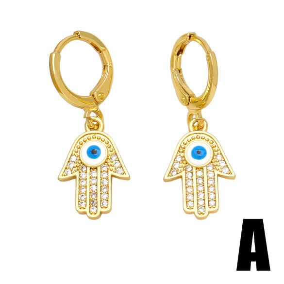 Women's Retro Evil Eye Geometric Copper Earrings