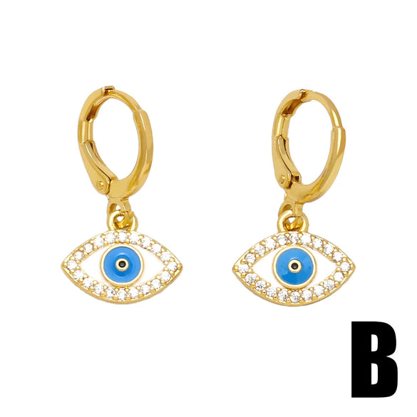 Women's Retro Evil Eye Geometric Copper Earrings