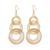 Women's Retro Exaggerated Round Hollow Semicircle Tassel Metal Geometric Electroplated Earrings