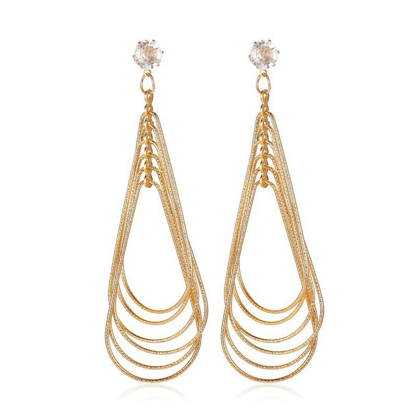 Women's Retro Exaggerated Round Hollow Semicircle Tassel Metal Geometric Electroplated Earrings