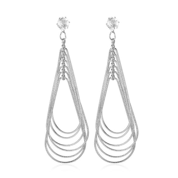 Women's Retro Exaggerated Round Hollow Semicircle Tassel Metal Geometric Electroplated Earrings