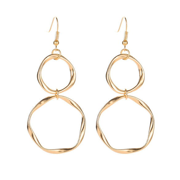 Women's Retro Exaggerated Round Hollow Semicircle Tassel Metal Geometric Electroplated Earrings