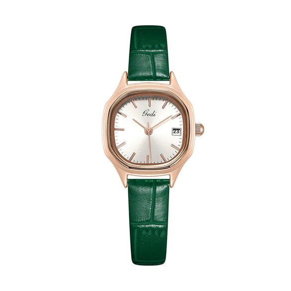 Women's Retro Fashion Alloy Case Pu Strap Square Dial Rose Gold Clasp Watch