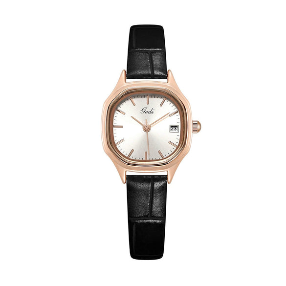 Women's Retro Fashion Alloy Case Pu Strap Square Dial Rose Gold Clasp Watch