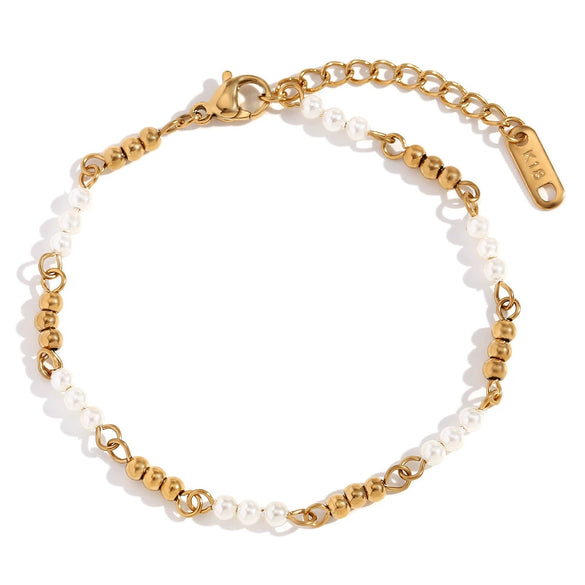 Women's Retro Fashion Stainless Steel Geometric Handmade Chain Bracelet Plated 18K Gold